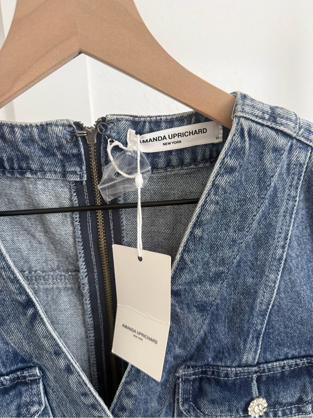 Amanda Uprichard Denim Short Sleeve Mini Dress - Picture 2 of 3